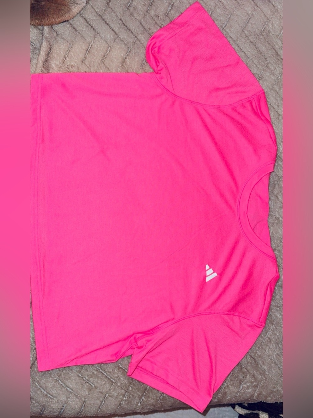 adidas Neon Pink Cropped Athletic Tee - Picture 8 of 16